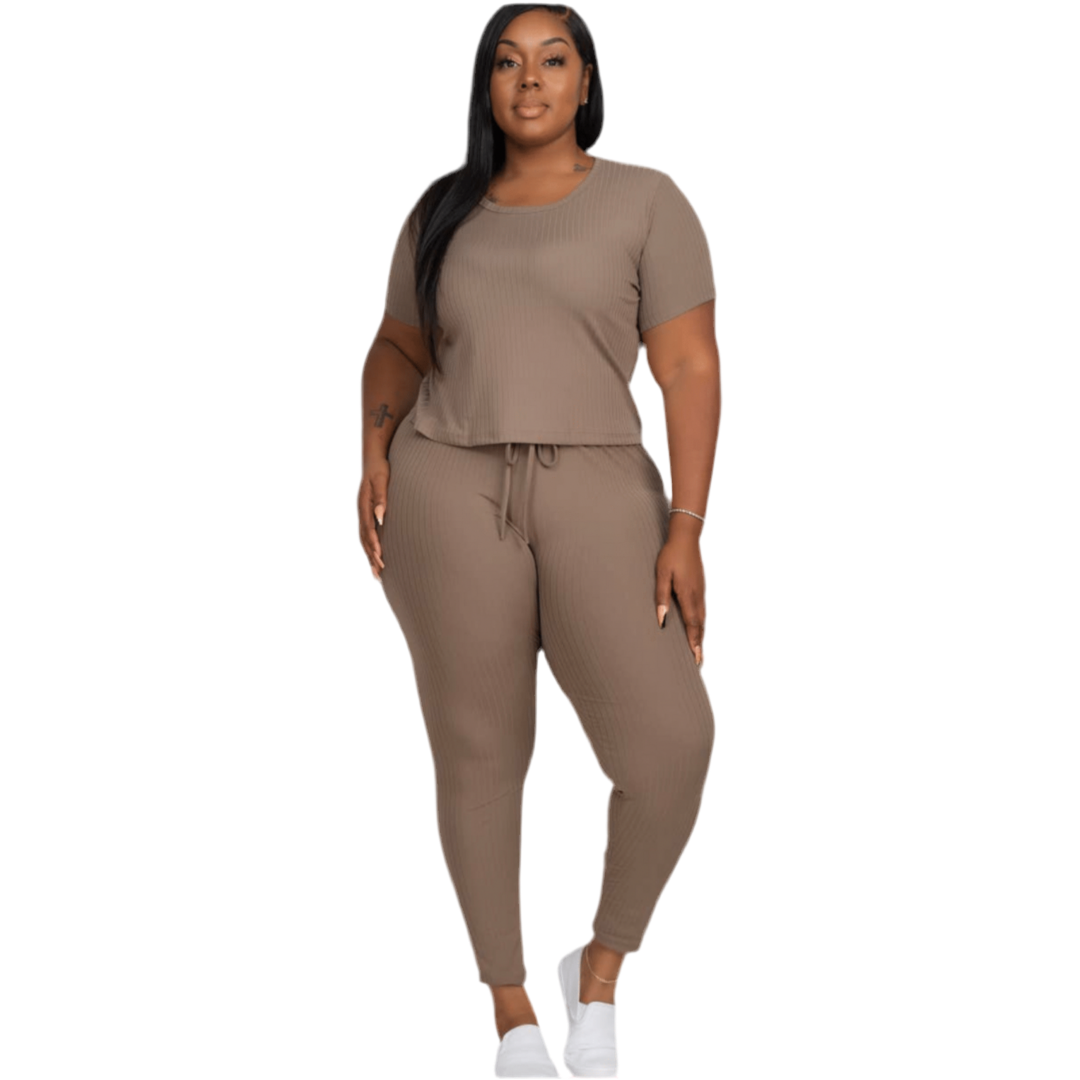 Plus Short Sleeve Top & Leggings Set